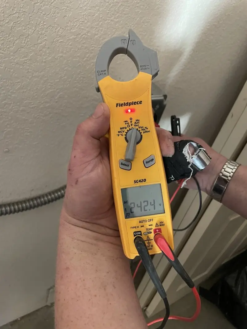 Voltage testing with clamp meter during Hot Tub / Pool Electrical Wiring in King George